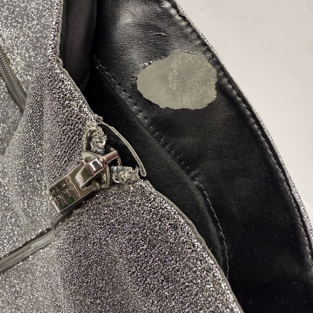 Nicole Miller Silver Metallic Pointed Toe Stiletto Boots Size 10 - Picture 7 of 7